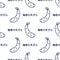 Shrimp Tempura outline seamless pattern background. Letters with æµ·è€ã®å¤©ã·ã‚‰ means shrimp tempura in Japanese.